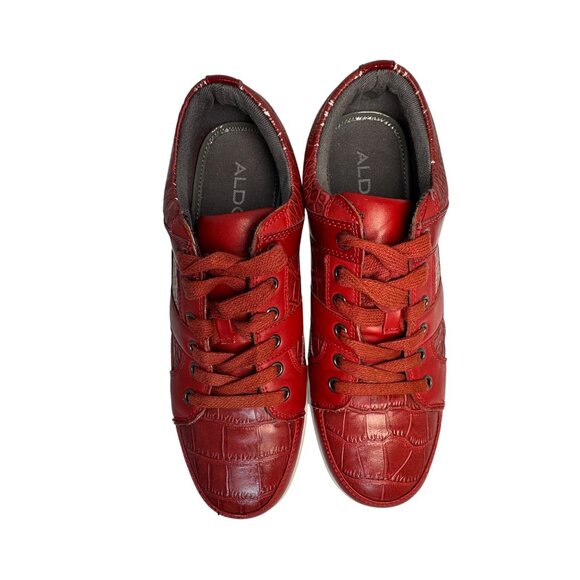 Aldo Men's Red Crocodile Pattern Casual Sneakers Size - Picture 8 of 8